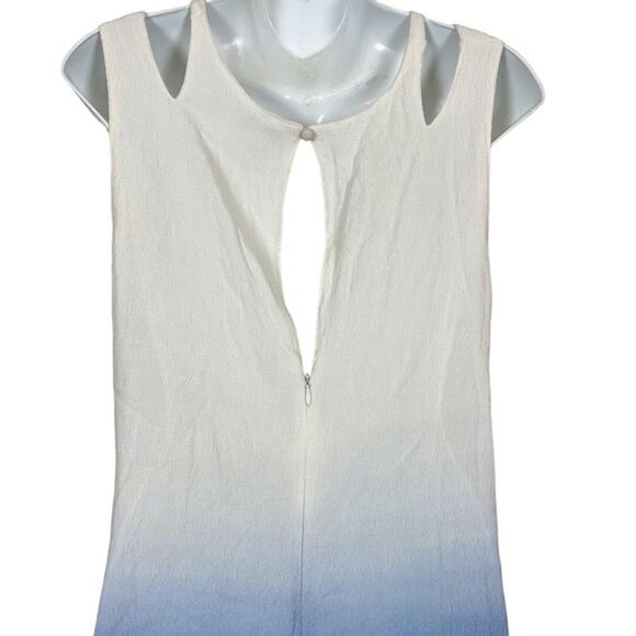 Bar III Ombre Blue White High Low Sleeveless Key Hole V-Neck Dress sz Medium - Picture 12 of 16